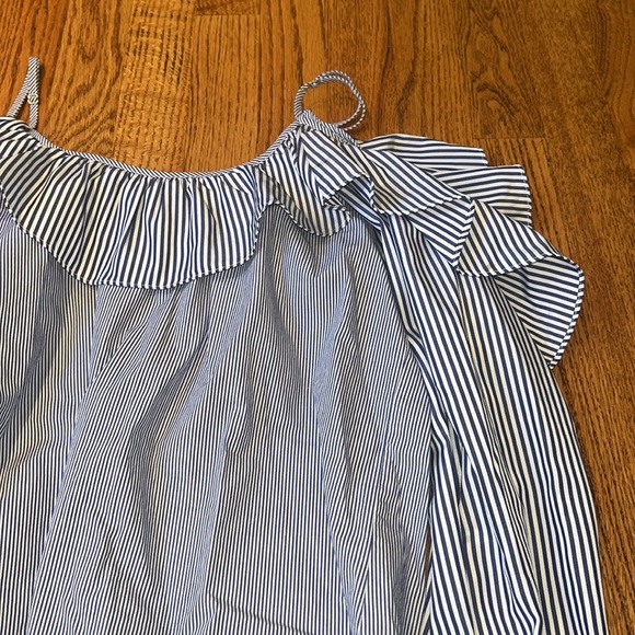 Parker Woman’s Blue Striped Open Shoulder Top Size XS - Picture 2 of 6